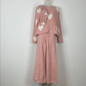 Happily Gray Women's S 3 Piece Cozy Pink Heart Fluffy Pajamas Socks Loungewear